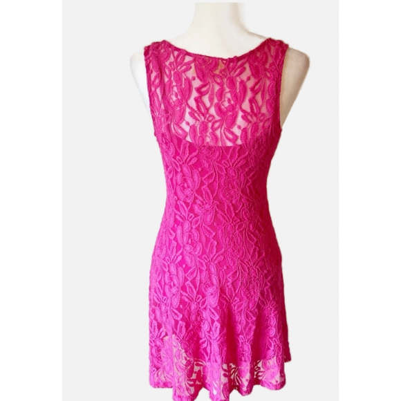 NWT! Free People Lace Swing Dress Hot Pink Size S 2-Piece - Picture 5 of 10